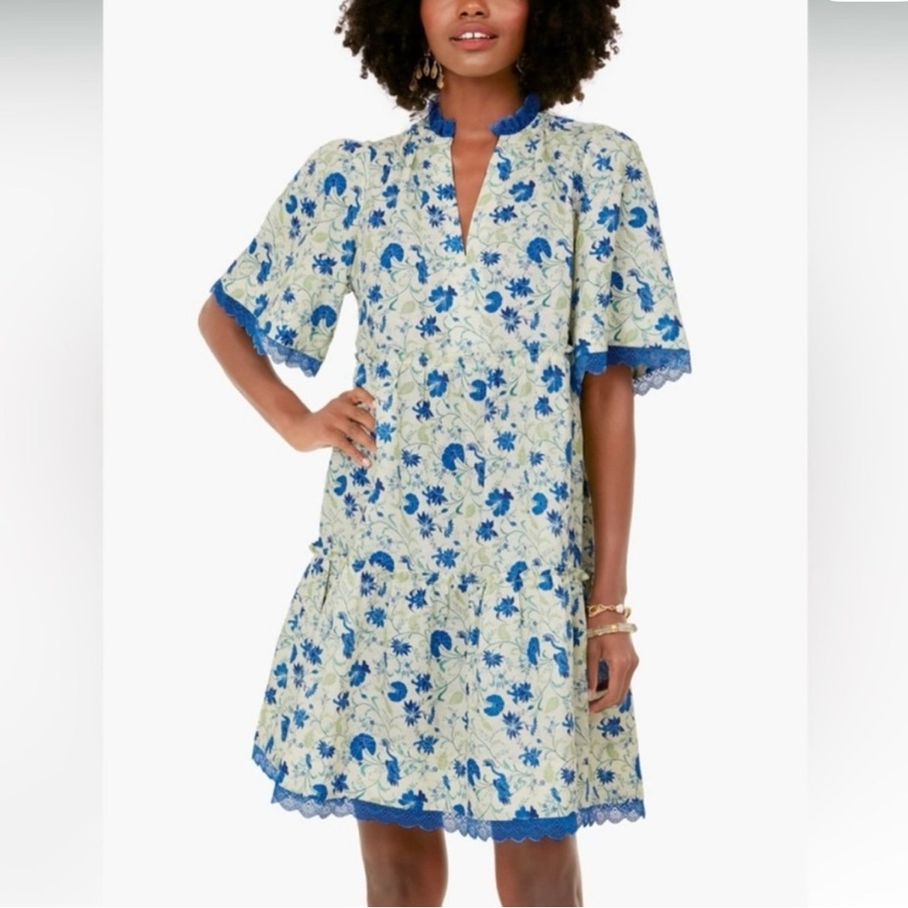 Tuckernuck Blue and Cream Floral Dress